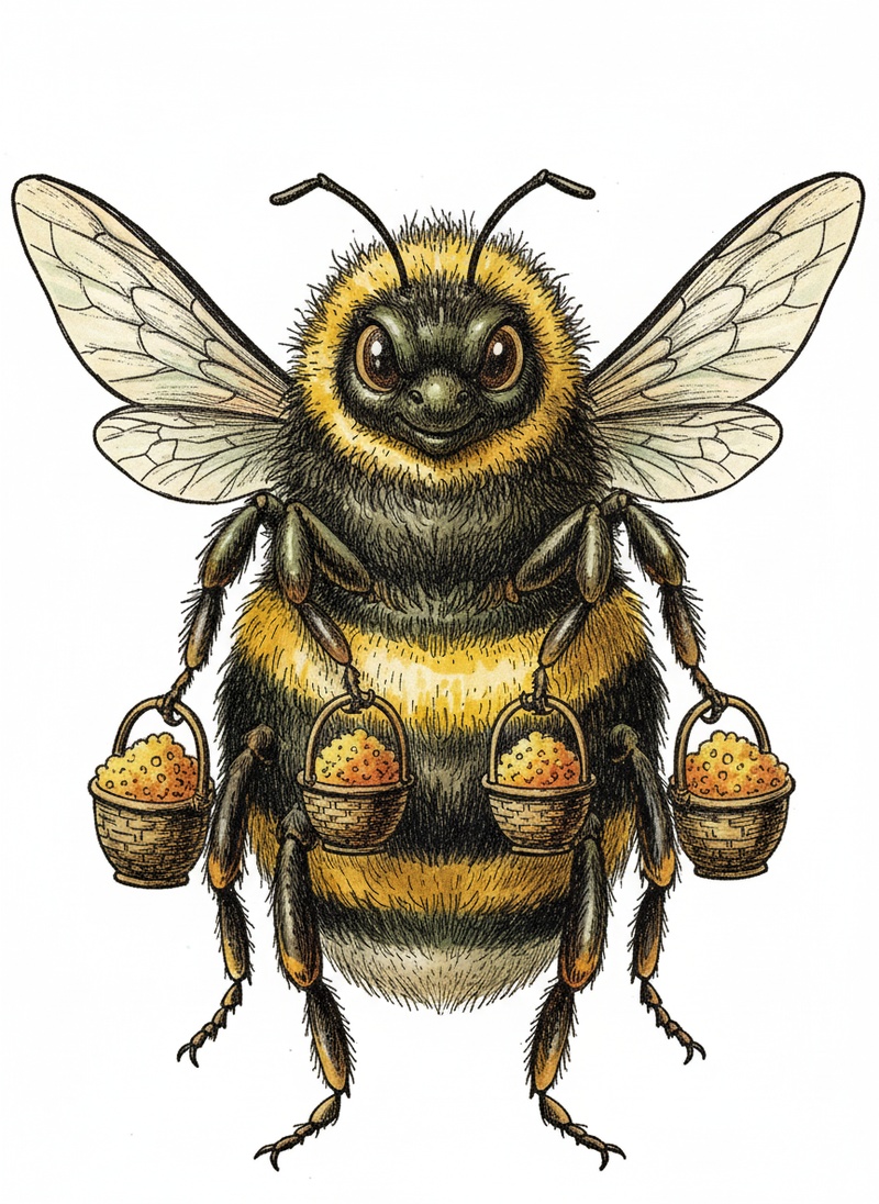Buzz the Busy Bee in Victorian Illustration - Full Colored Illustration