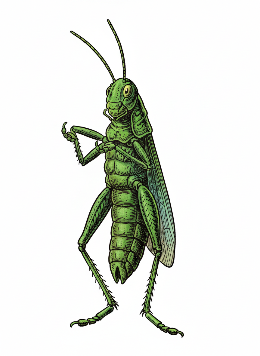Hop the Grasshopper - Full Colored Illustration