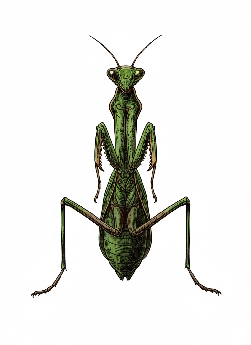 Praying the Mantis in Victorian Illustration - Full Colored Illustration