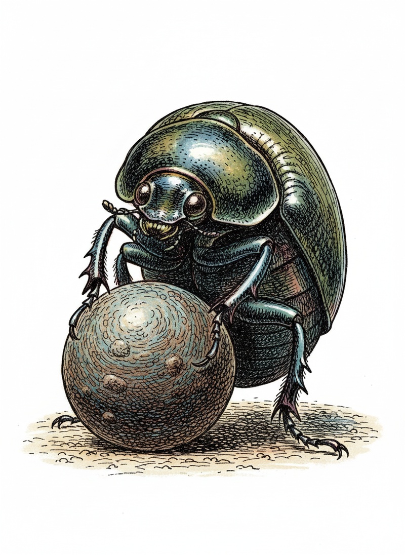 Scarab the Beetle in Victorian Illustration - Full Colored Illustration