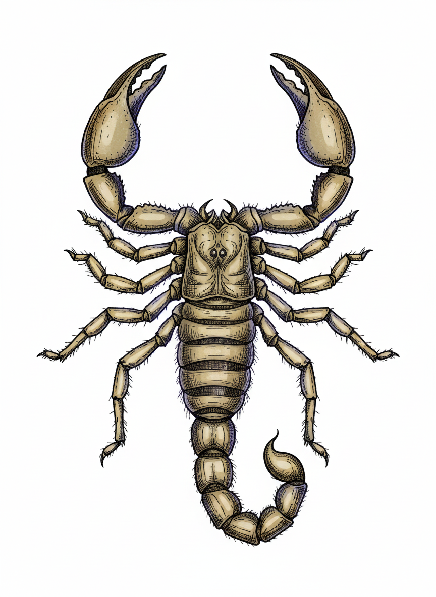 Scorpio the Desert Scorpion - Full Colored Illustration