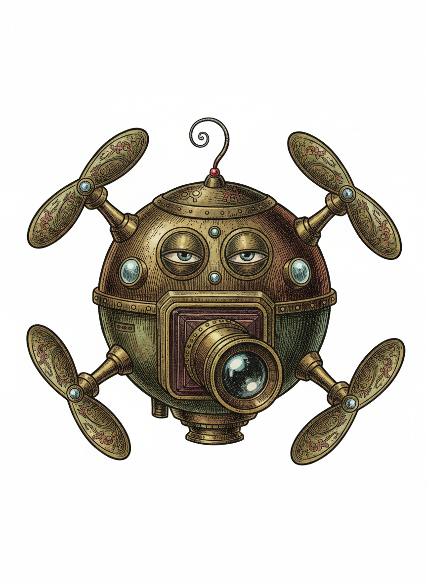 Buzz the Space Drone - Full Colored Illustration