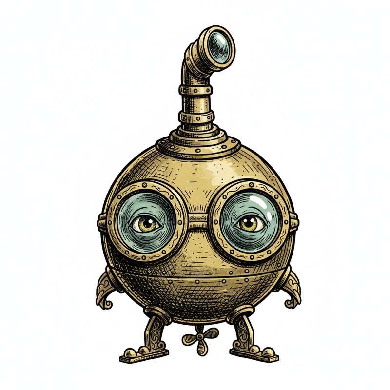 Splash the Mini Submarine in Victorian Illustration - Full Colored Illustration