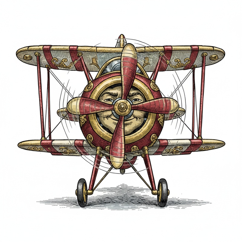 Sky the Toy Plane in Victorian Illustration - Full Colored Illustration