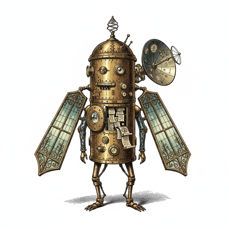 Rocket the Space Probe in Victorian Illustration - Full Colored Illustration