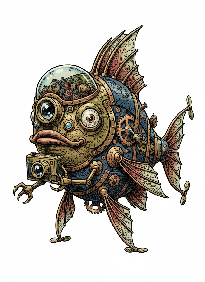 Float the Robot Fish - Full Colored Illustration