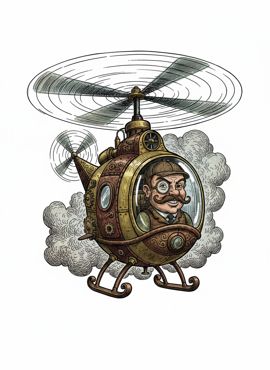 Soar the Toy Helicopter - Full Colored Illustration
