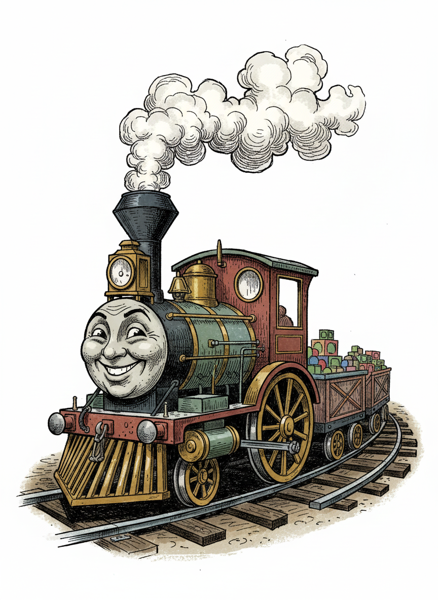 Chugga the Toy Train - Full Colored Illustration
