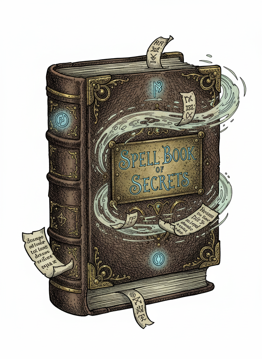 Spell Book of Secrets - Full Colored Illustration