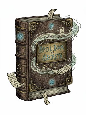 Spell Book of Secrets in Victorian Illustration - Full Colored Illustration