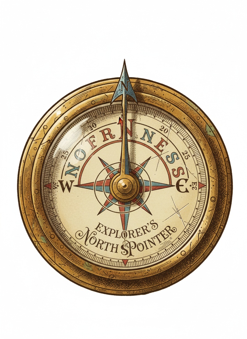Explorer's Compass in Victorian Illustration - Full Colored Illustration