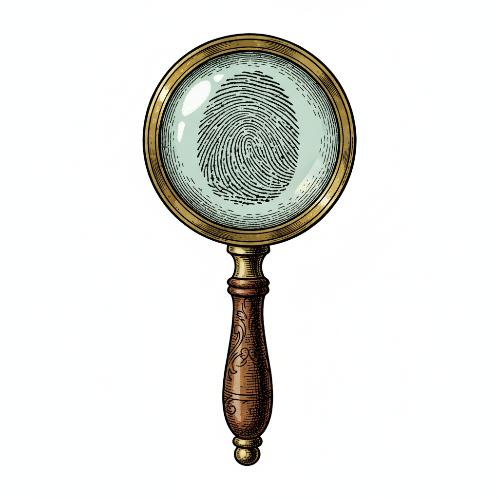 Magnifying Glass Detective Tool - Full Colored Illustration