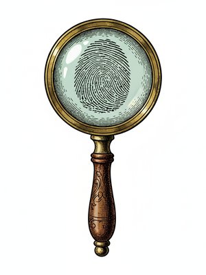 Magnifying Glass Detective Tool in Victorian Illustration - Full Colored Illustration