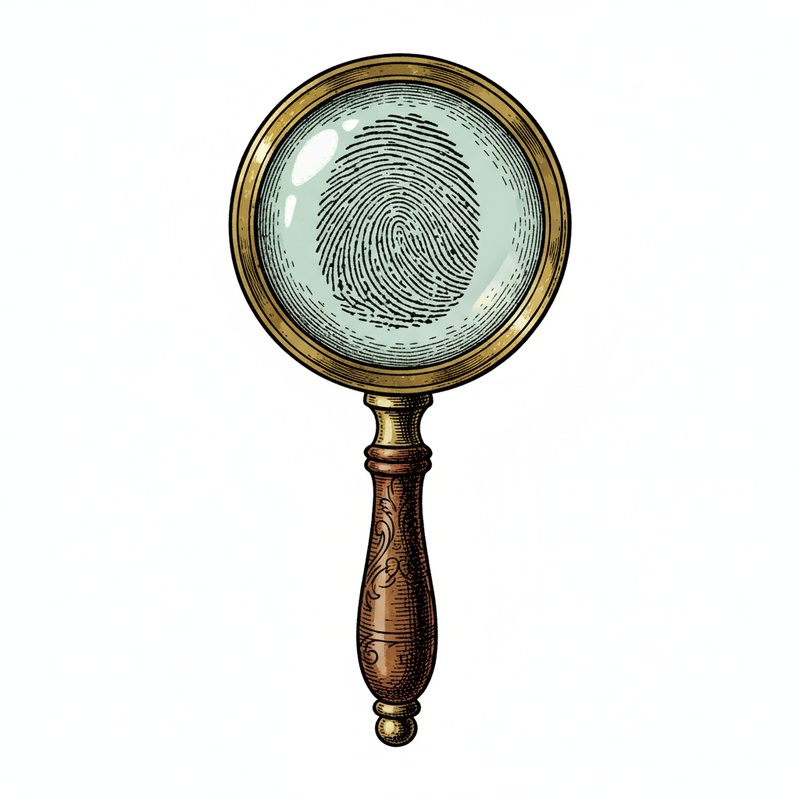 Magnifying Glass Detective Tool in Victorian Illustration - Full Colored Illustration