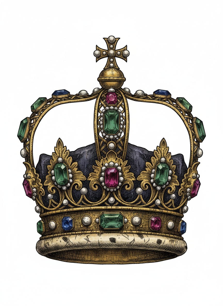 Ancient Golden Crown - Full Colored Illustration