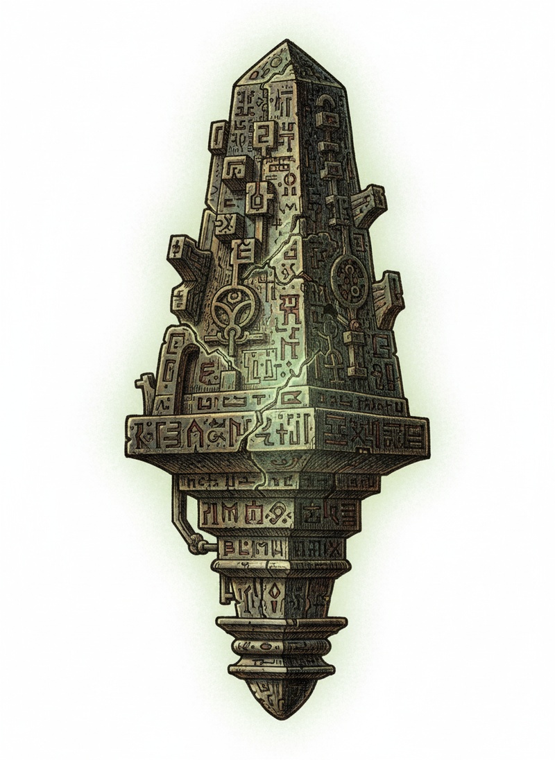 Mysterious Ancient Artifact in Victorian Illustration - Full Colored Illustration