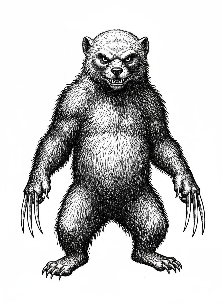 Claw the Wolverine - Black & White Illustration