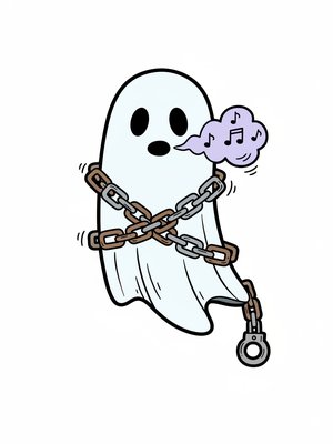 Spook the Scary Ghost in Classic Coloring Book - Full Colored Illustration