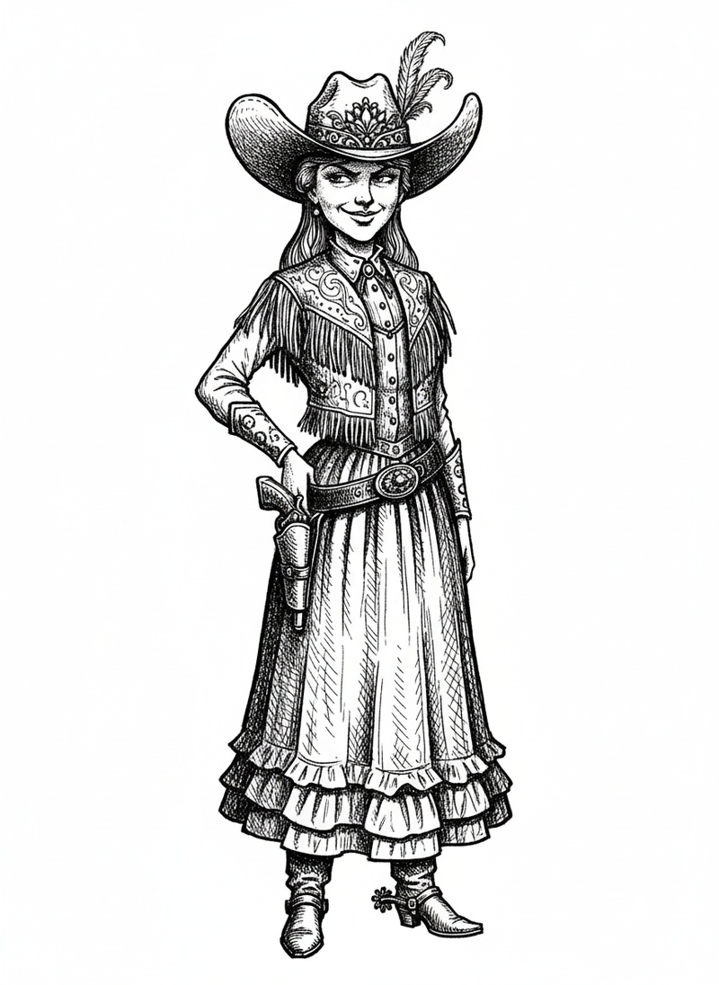 Annie the Sharpshooter in Victorian Illustration - Black & White Illustration