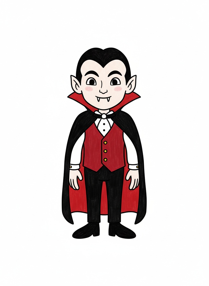 Count Dracula the Vampire in Classic Coloring Book - Full Colored Illustration