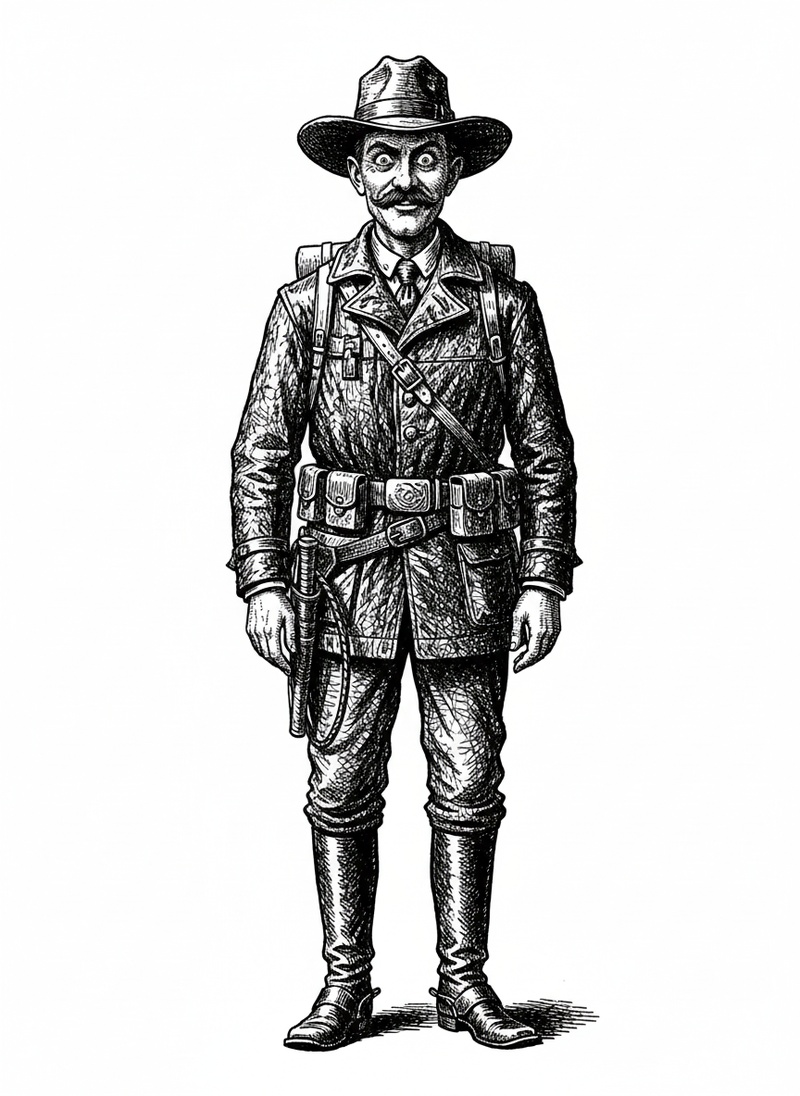 Silas Drake the Archaeologist in Victorian Illustration - Black & White Illustration