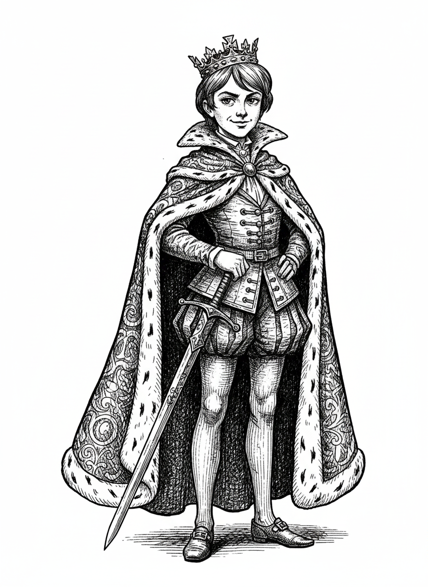 Prince Valor the Brave - Black & White Illustration