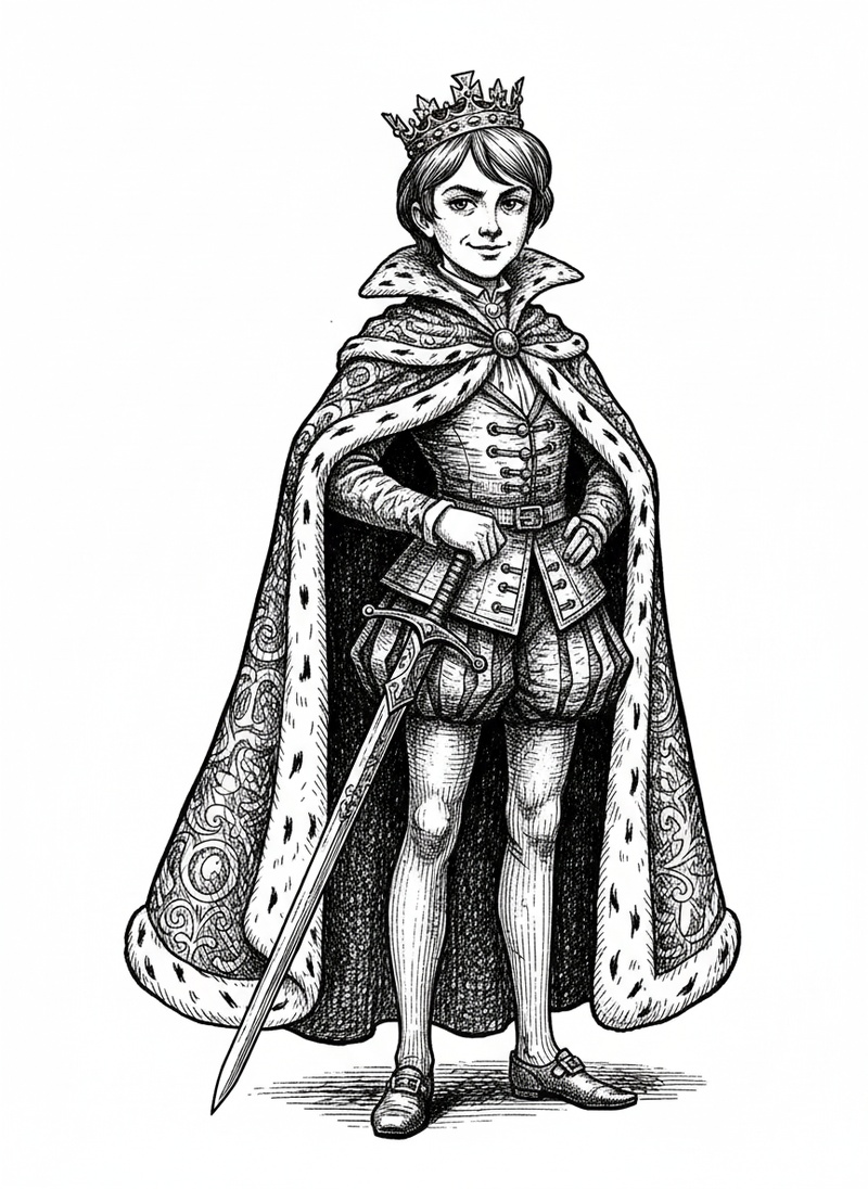 Prince Valor the Brave in Victorian Illustration - Black & White Illustration