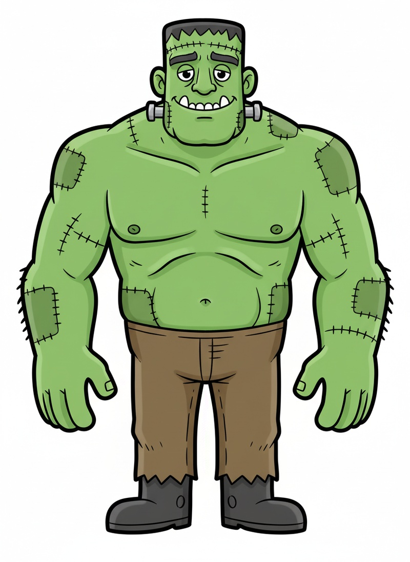 Victor the Friendly Monster in Classic Coloring Book - Full Colored Illustration