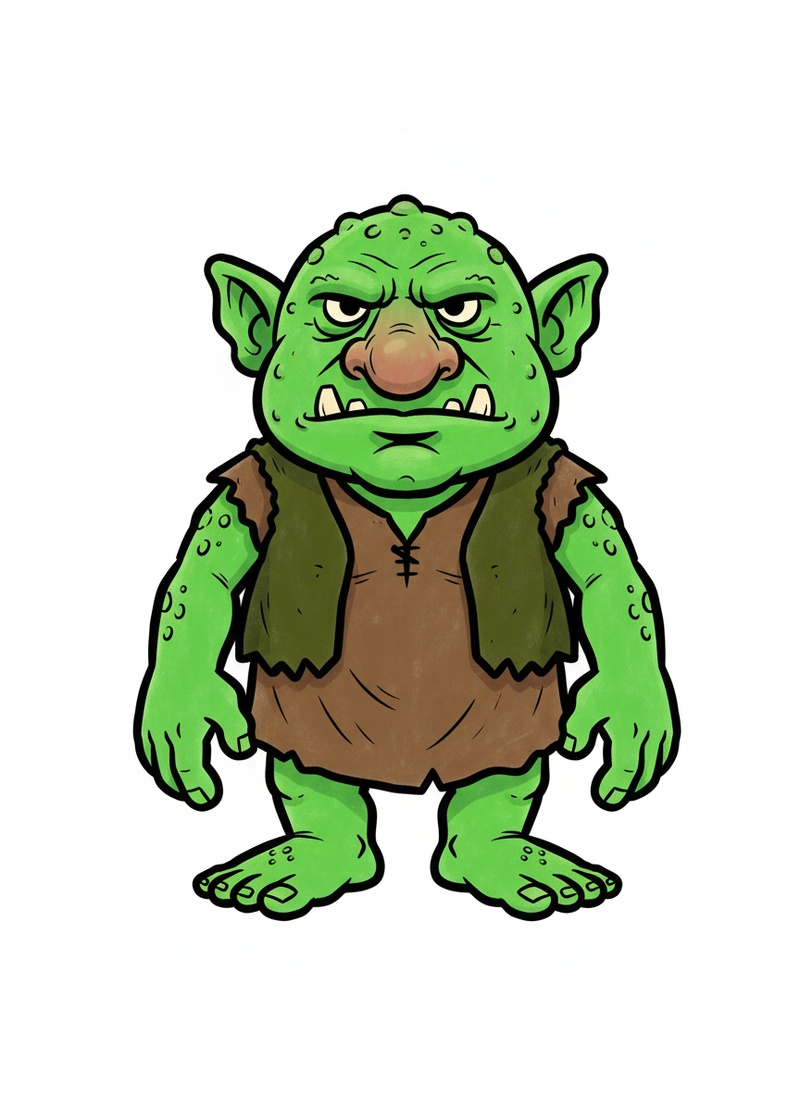 Grunch the Troll in Classic Coloring Book - Full Colored Illustration