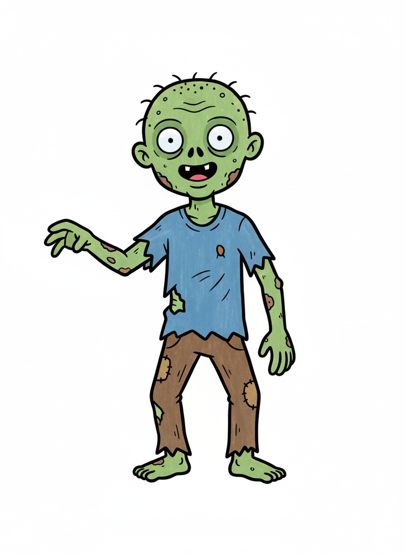 Shamble the Zombie in Classic Coloring Book - Full Colored Illustration
