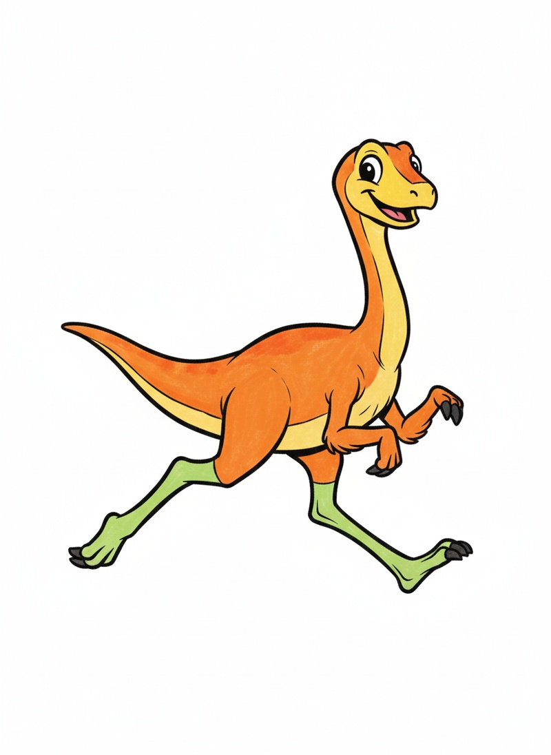 Dash the Gallimimus in Classic Coloring Book - Full Colored Illustration