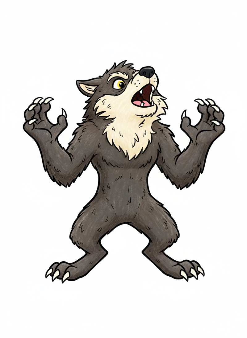 Luna the Werewolf in Classic Coloring Book - Full Colored Illustration