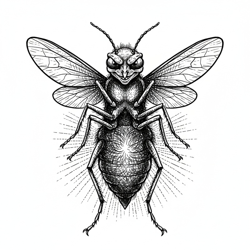 Glow the Firefly in Victorian Illustration - Black & White Illustration