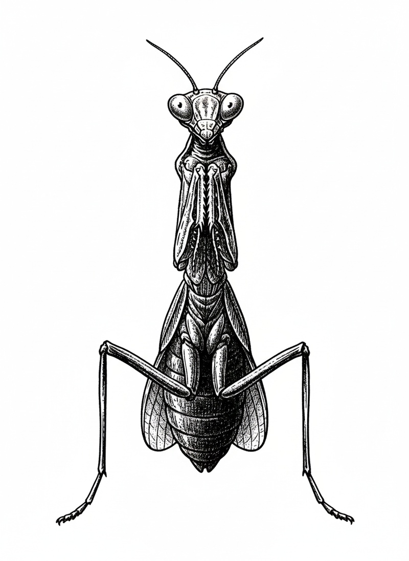 Praying the Mantis in Victorian Illustration - Black & White Illustration