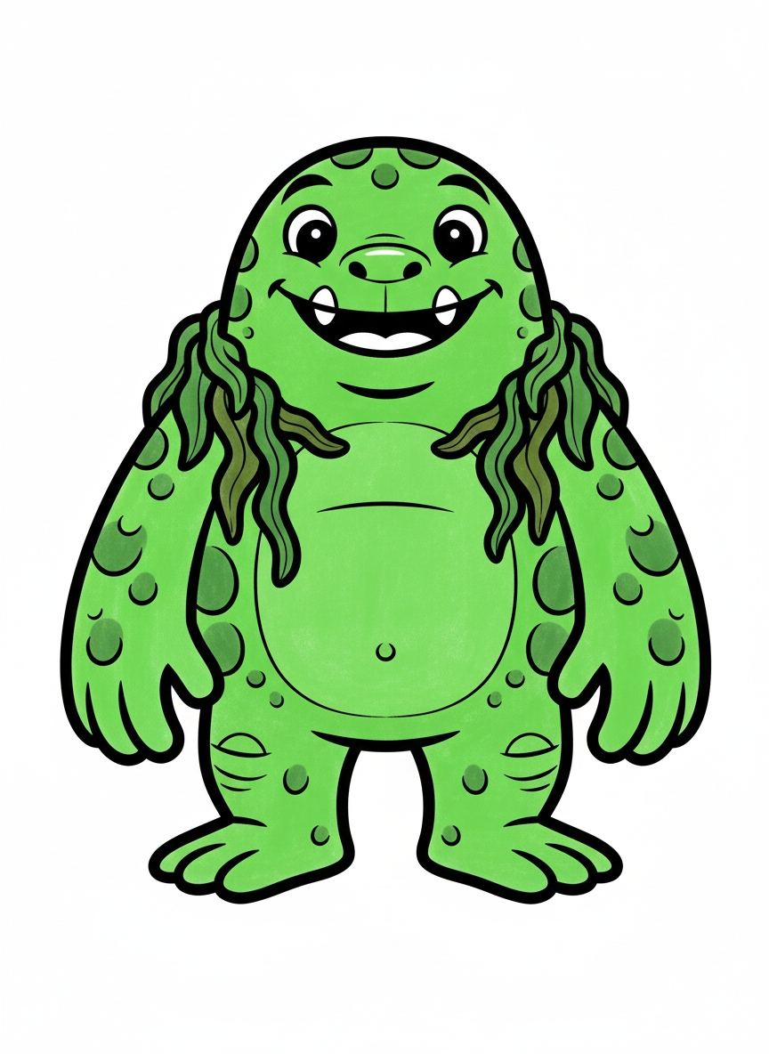 Greenie the Swamp Monster - Full Colored Illustration