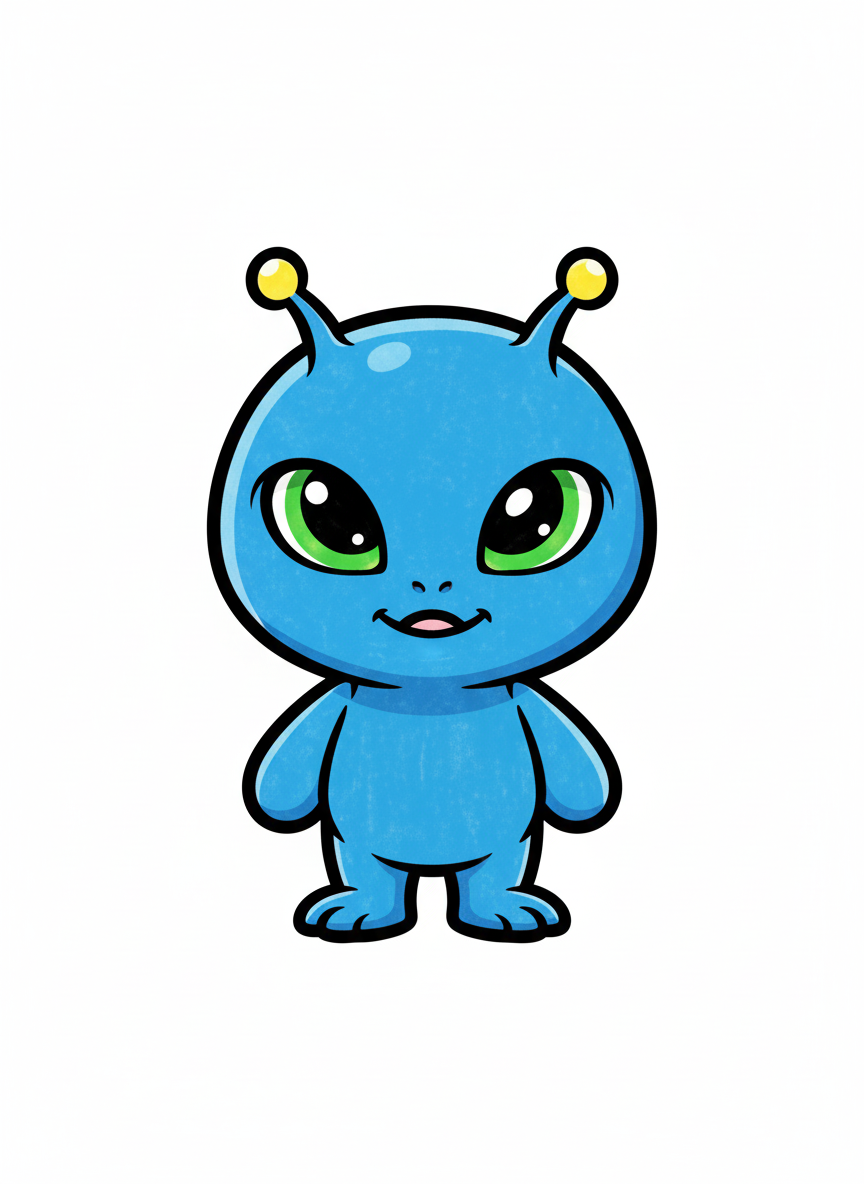 Blip the Small Alien - Full Colored Illustration