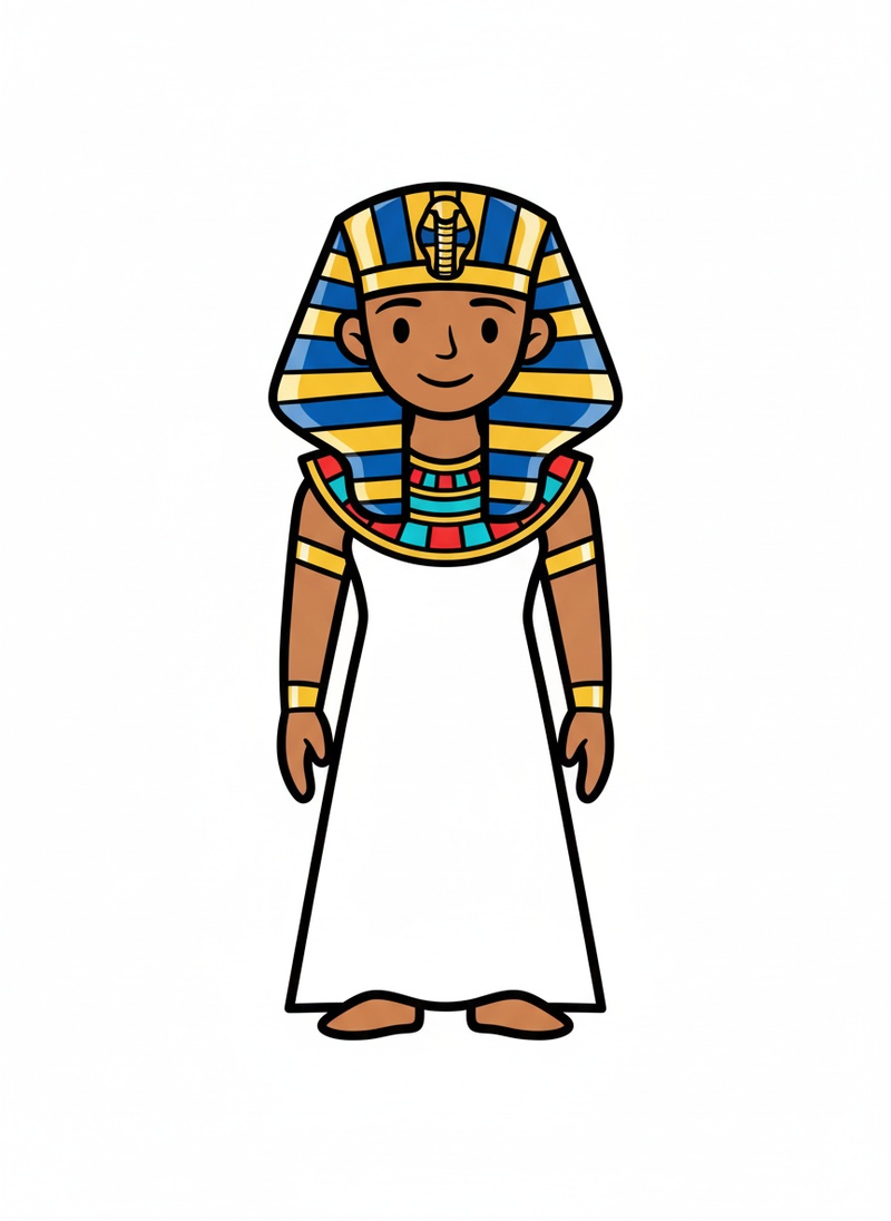 Cleo the Egyptian Pharaoh in Classic Coloring Book - Full Colored Illustration