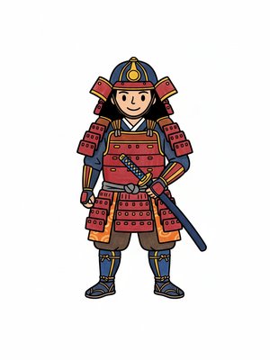 Samurai Honor the Warrior in Classic Coloring Book - Full Colored Illustration