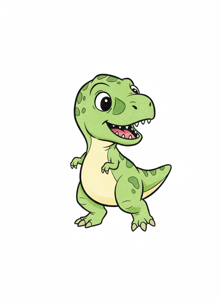 Chomper the Baby T-Rex - Full Colored Illustration